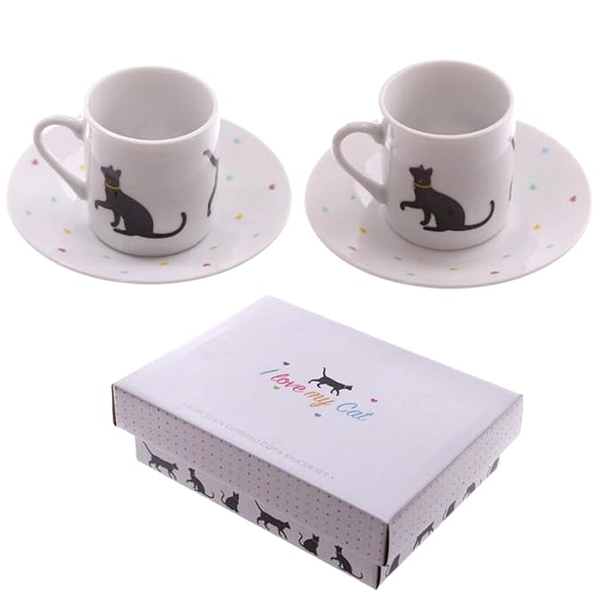 Espresso Tasse & Untertasse 2er Set I Love My Cat