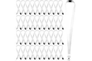 50 PCS Sublimation Blank Lanyards Bulk White Sublimation Lanyards Neck Lanyards with Detachable Buckles Heat Transfer DIY Lan