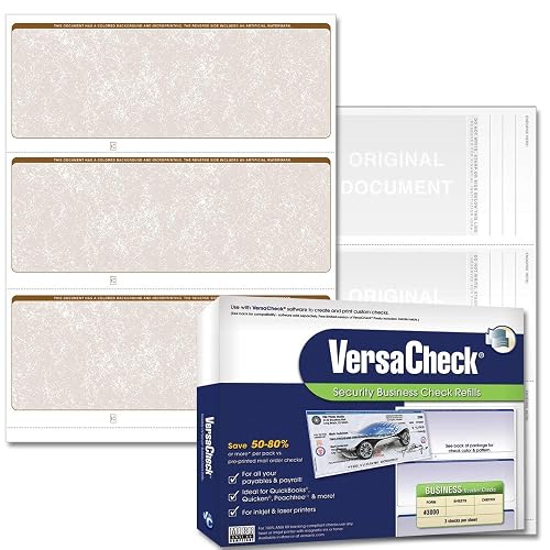 VersaCheck Secure Checks - 750 Blank Business Checks - Tan Classic ...