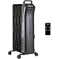 Amazon Basics Oil Space Heater with Remote Control, Portable Radiator Heater with 7 Oil-Filled Fins Indoor Uses, 3 Heat Settings, Thermostat, Tip-Over Protection, ETL Safety Certificate, 1500W, Black