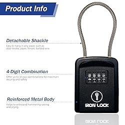 Iron Lock® - Key Lock Box Portable with Removable