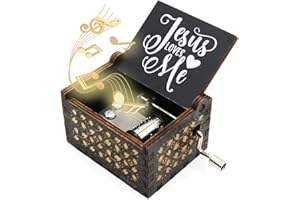 ukebobo Wooden Music Box - Jesus Loves Me Music Box, Black Painting Designed, Gifts for Christian, Woman, Kids - 1 Set(04)
