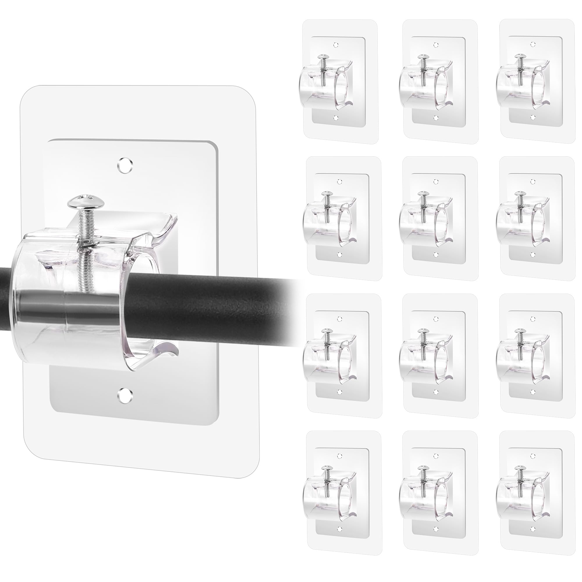 Photo 1 of 12PCS Self Adhesive Curtain Rod Holder No Drilling,No Drill Curtain Rod Bracket,Renter Friendly Draper Rod Hook,Nail Free Adjustable Non Screw Drapery Pole for Apartment Window Wall Door Ceiling Mount