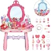 Penteadeira Brinquedo Princesa Maquiagem Espelho Menina Acessórios Faz de Conta (Rosa)