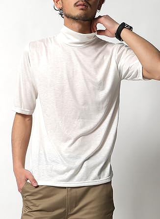 Amazon リス Liss メンズ タートルネック メンズ 5分袖 半袖 T