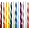 Whaline 12Pcs 10 Inch Colored Spiral Taper Candles 12 Colors Dripless Twisted Wax Candles Long Unscented Candle Sticks for Holiday Celebration Display Home Decoration