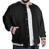 SONICDEGREE Big and Tall Varsity Jacket Men's Lightweight Letterman Style Baseball Waffle Causal College Bomber Jacket