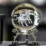 HDCRYSTALGIFTS 3D Laser Horse Crystal Ball 60mm with Stand view 2