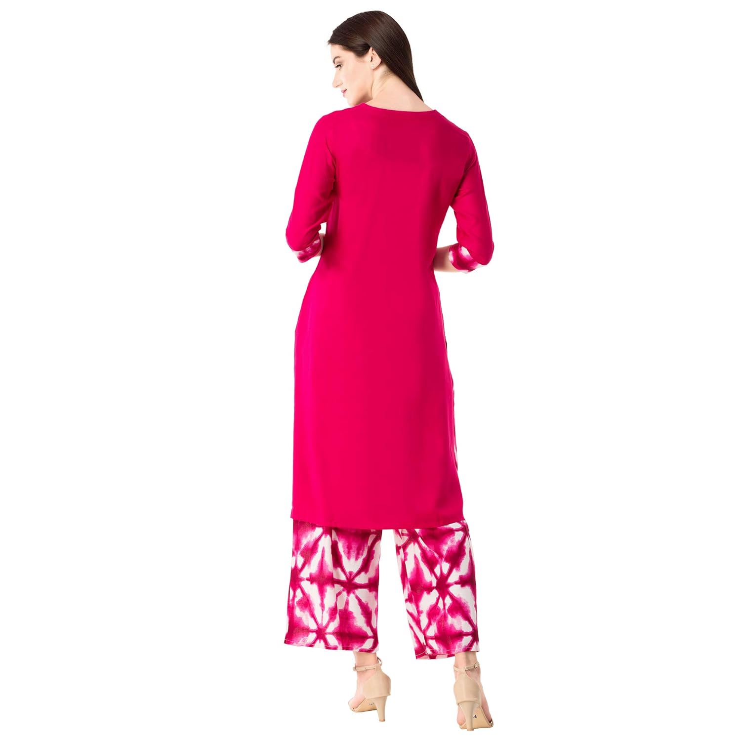 khushal k women's rayon solid kurta with palazzo set