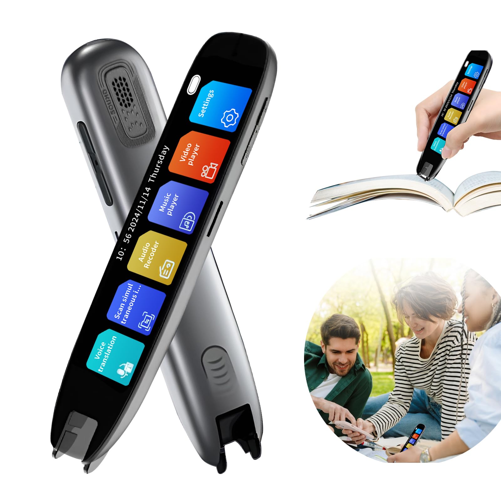 Scan Translator Pen, 3.7-inch Touchscreen 142 Languages Scan Reader Pen, Smart Reading Pen Real Time Scanning Translator Pen for Dyslexia, Students, Travelers
