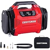 CRAFTSMAN Tire Inflator, Portable Air Compressor 150 PSI, Dual Power 12V DC/120V AC, Auto Shut-Off with Digital Gauge, 2-in-1 Inflator & Blower, LED Light for Car, Bike, and Inflatables