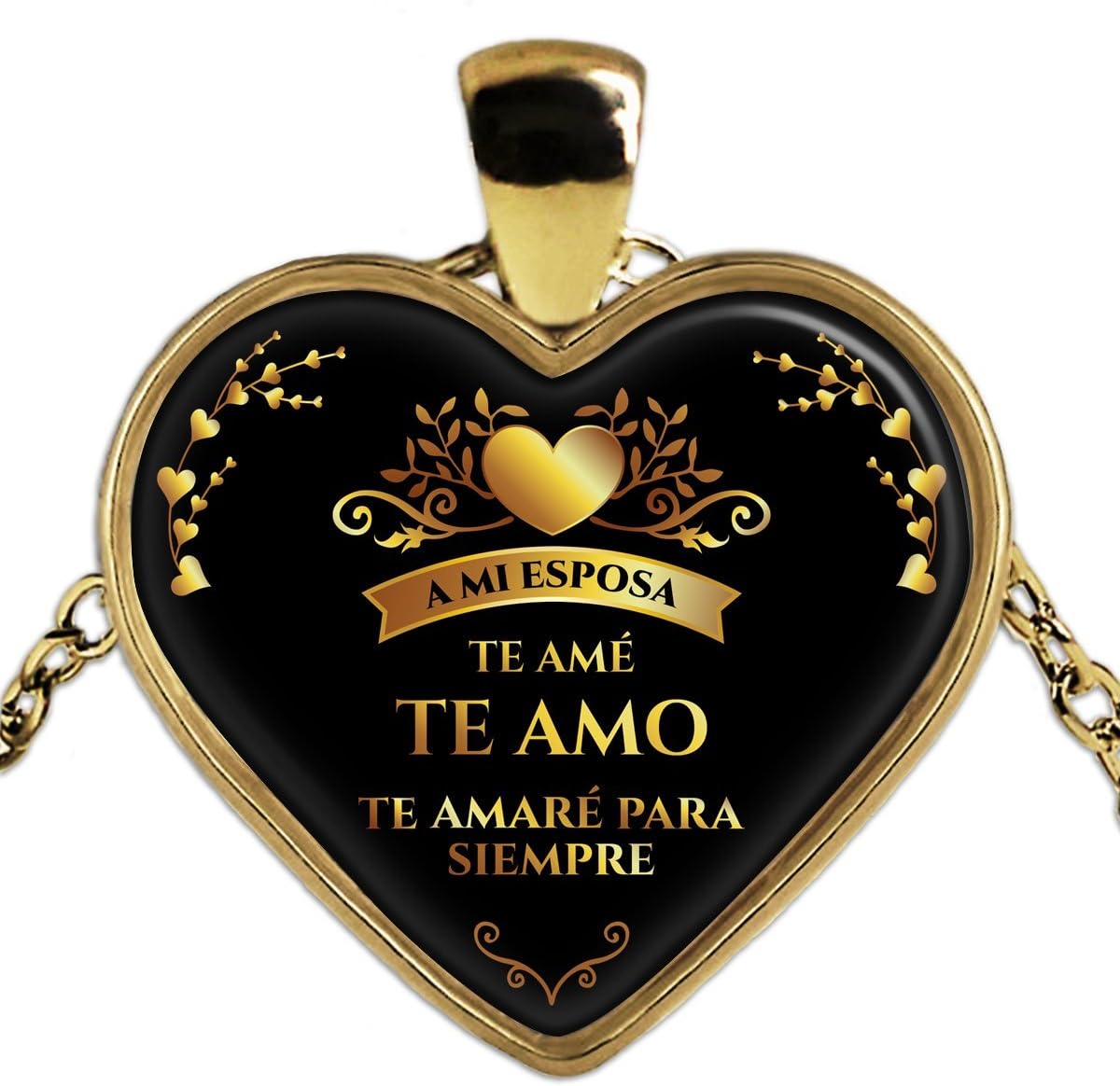 Dije Corazón Regalo para mi Esposa Te Amo Gold Heart Necklaces for Women