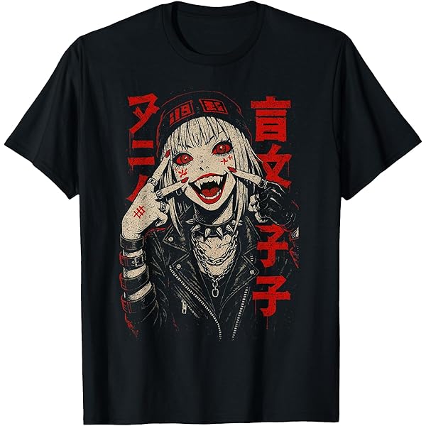 Japan Streetwear Cyberpunk Y2k Techwear Retro Manga Anime Men's T-shirt Back Print | DE