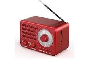 HPYLIF·H Retro Transistor Radio,Battery Powered AM FM SW,Small Rechargeable Portable Radio with 1800mAh Lithium-ion Battery,Support TF Card/Aux/USB MP3 Player (Red)