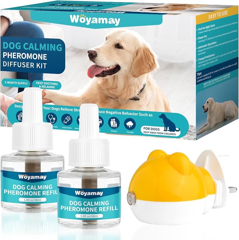 Woyamay 3-in-1 Dog Calming Plug In Diffuser with 1 Diffuser 2 Refills 60 Days