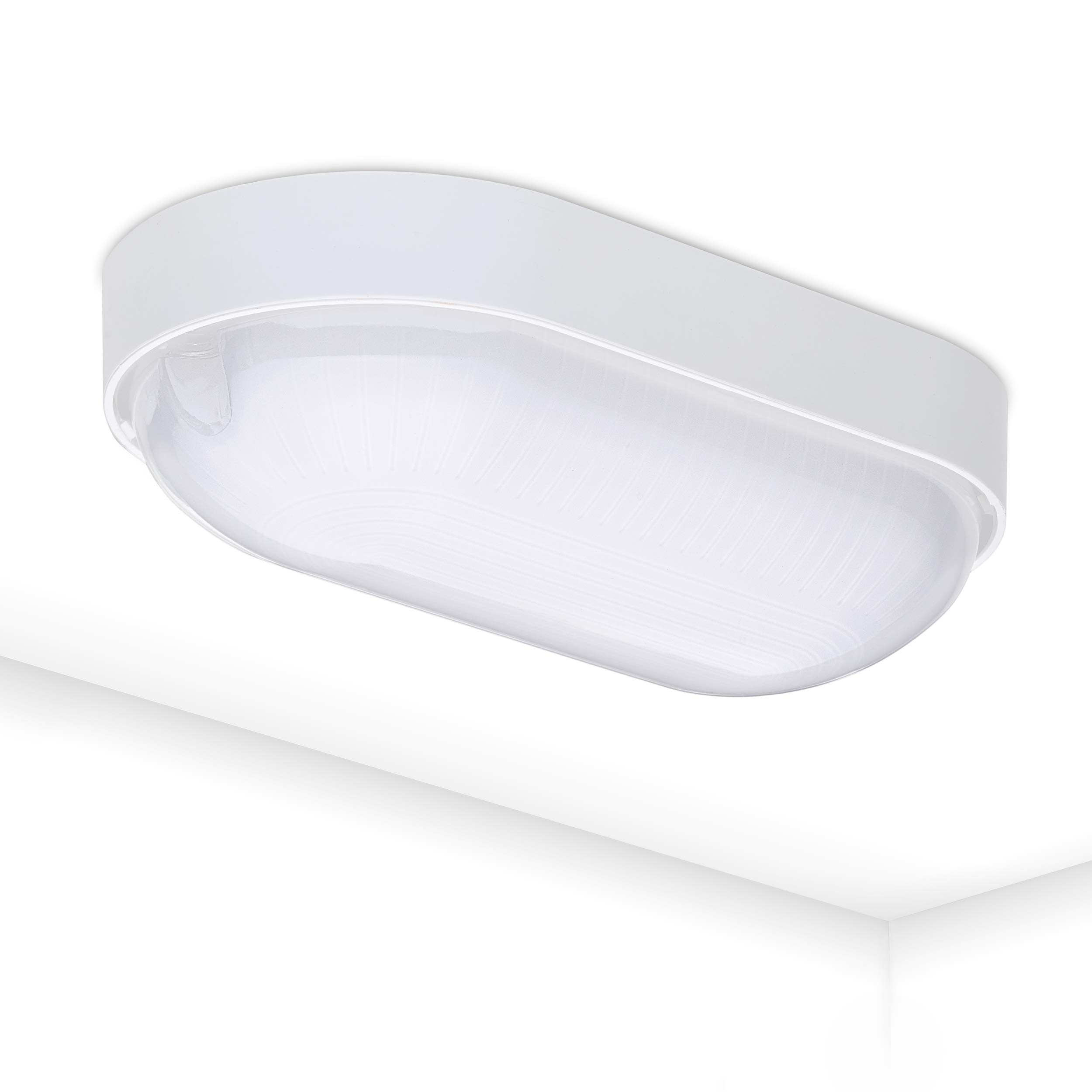 Oktaplex lighting LED Base Oval Light Bulkhead IP65 | 4000 K Neutral White 800 lm 9 W Replaces 60 W Walllight for Basement