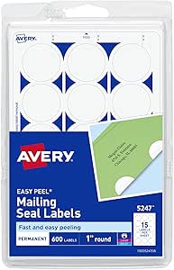 Amazon.com : Avery Mailing Seals, 1" Round Labels, White, 600 Printable ...