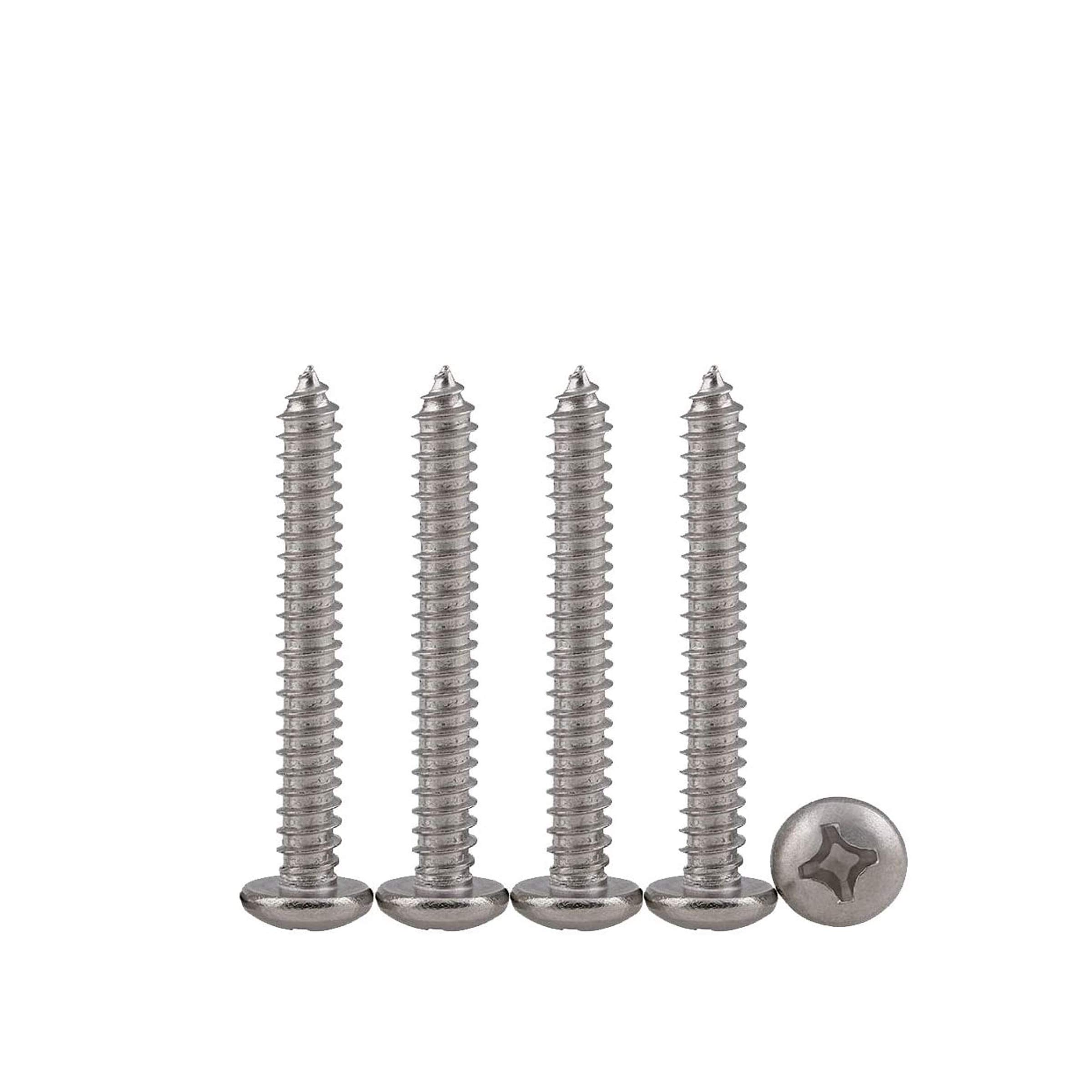 Drenky M5X40 50PCS Phillips Pan Head Screws 304 Stainless Steel Self-Tapping Screws Self-Drilling Wood Screws Standard Cross Groove Full Thread Woodworking Fastener