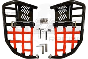 ALBA RACING Compatible with Yamaha Raptor 700 Raptor 700R all years Propeg Nerf Bars Black Bars w/Red Nets.
