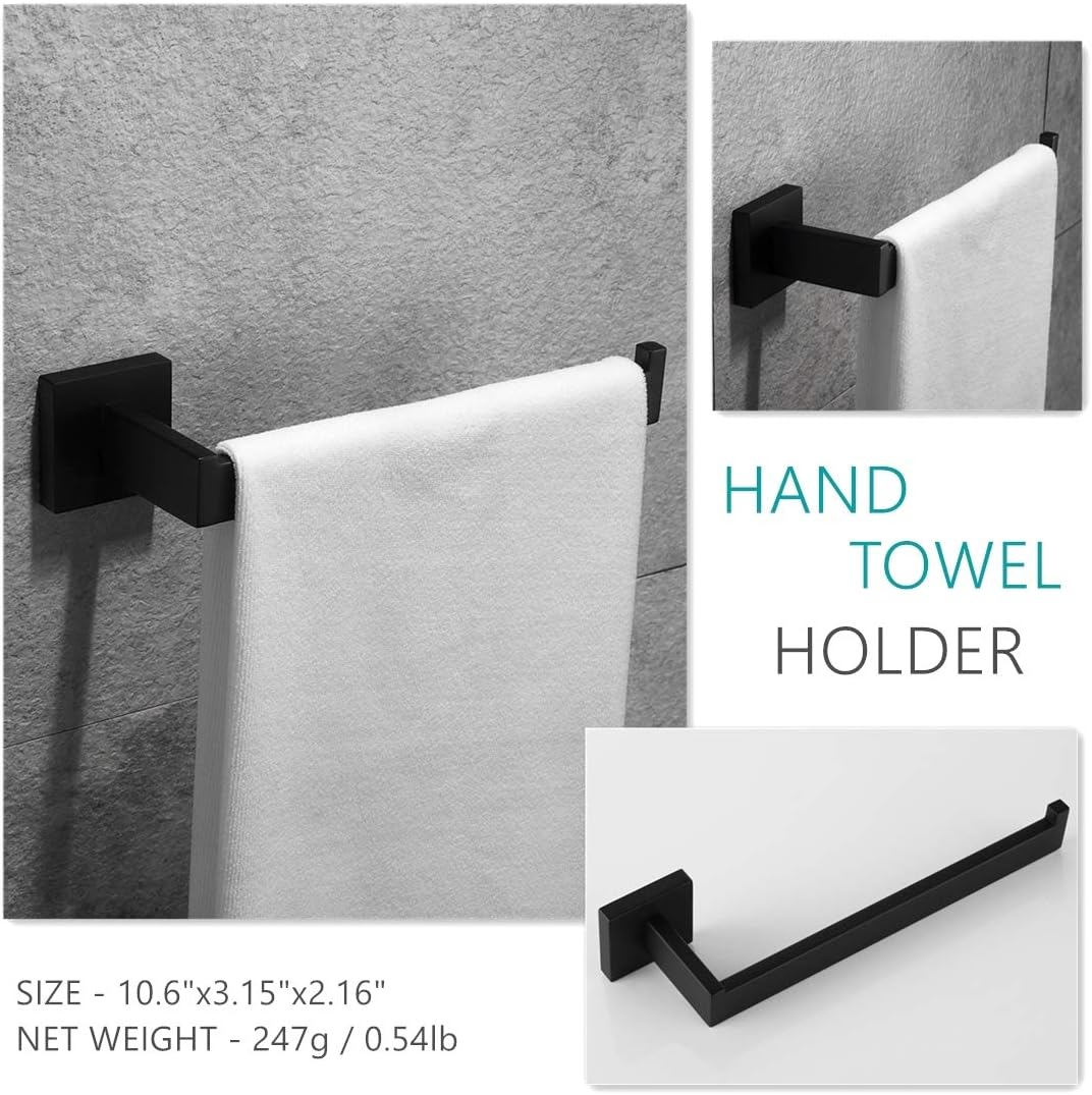 VELIMAX Premium Stainless Steel 4 Pieces Bathroom Hardware Accessories Set Wall Mounted Towel Bar Set, Matte Black, 23.6-Inch: Home & Kitchen