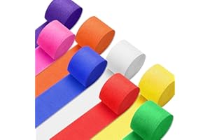 PIGETALE Crepe Paper Streamers 8 Rolls 656ft, Pack of Rainbow Assorted Colored Party Streamers for Party Backdrop Birthday Baby Shower Wedding Decorations DIY Art Craft Supplies (1.8Inch x 82Ft/Roll)