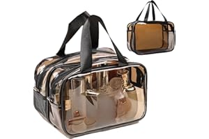 Portable Large Travel Makeup Bag, Clear Toiletry Bag for Women Men, Waterproof & Draining Transparent Cosmetic Bag, Carry on 