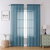 Chyhomenyc Stone Blue Sheer Curtains 84 Inch Length
