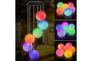 YHMALL Solar Wind Chimes Outdoor Changing Colors Garden Decor, Crystal Ball Wind Chimes for Outside Solar Lights Gifts for Mom Grandma, Party Gifts on Mother's Day, Christmas, New Year and Valentine's Day