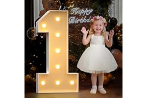 Mixifox 3FT Marquee Numbers 1 Large Light up Numbers for 1st 21st Birthday Decorations Big Foam Board Mosaic Number for Anniversary Party Decor Light Up Sign DIY Pre-Cut Kit