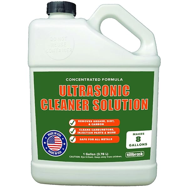 TILLBROOK ULTRASONIC CLEANER SOLUTION – MAKES 8 GALLONS CONCENTRATED ULTRASONIC CARBURETOR CLEANER – 128 OZ CLEANING SOLUTION FOR AUTOMOTIVE PARTS – SAFE FOR ALL METALS – REMOVES GREASE & DIRT