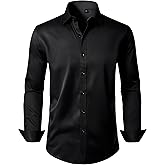 Alimens & Gentle Men's Dress Shirts Long Sleeve Wrinkle Free Stretch Business Casual Wedding Button Down Shirt