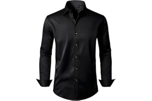 Alimens & Gentle Men's Dress Shirts Long Sleeve Wrinkle Free Stretch Business Casual Wedding Button Down Shirt