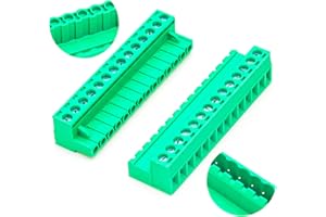 GENERIC Tcenofoxy 5.08mm Male & Female 2/3/4/5/6/7/8/9/10/11/12/13/14/15/16/18/20/24 Pin Phoenix Connector No Soldering Green PCB Screw Terminal Block Connector (1Set 5.08MF-14Pin)