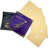 Violin Strings 4/4 Full Set with Leather Storage Pocket Replacement Medium Tension 5pcs e a d g Best Violin Strings Rich Tone Handcrafted for All Orchestras Young students and Musicians 4/4 Scale