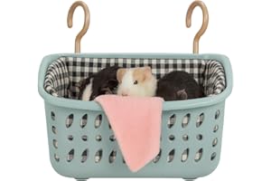 JWShang Rat Hammock for Cage, Chew Proof Hanging Basket Bed with Sturdy Hooks, Pet Cage Accessories, Safe Cozy Small Animal Rodent Hammock for Sugar Glider Mice Snuggling Sleeping (Blue, Large)