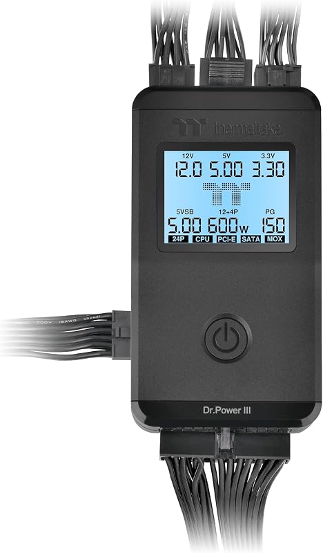 Dr. Power III ATX Tester di alimentazione/supporto fino a ATX12V v3.1 con connettore PCIe 12+4pin/uscita tensione per +12V, 5V, 3.3V e +5Vsb, AC-069-OO1NAN-A1