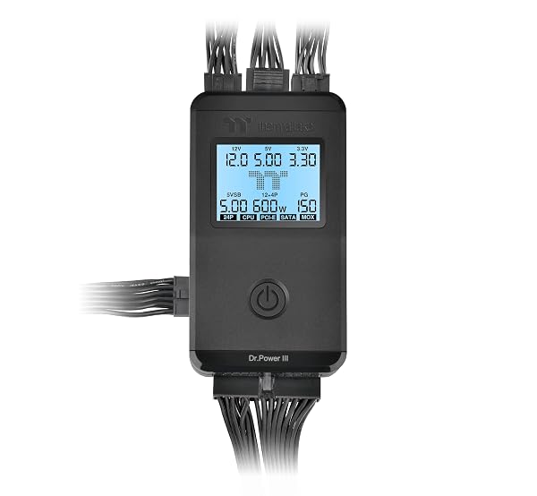 THERMALTAKE DR. POWER III ATX POWER SUPPLY TESTER/SUPPORT UP TO ATX12V V3.1 WITH PCIE 12+4PIN CONNECTOR/VOLTAGE OUTPUT FOR +12V, +5V, +3.3V, AND +5VSB, AC-069-OO1NAN-A1