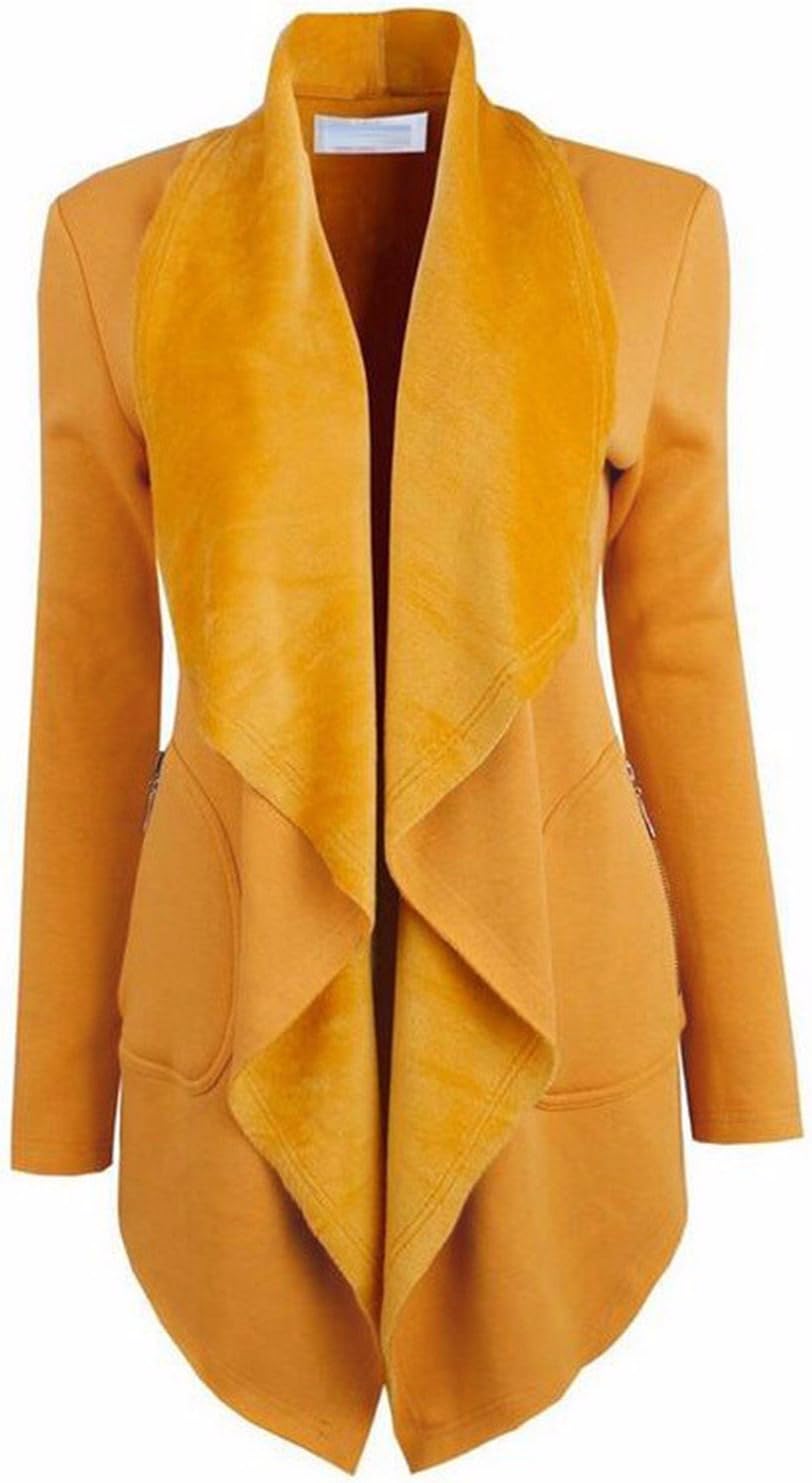 LANISEN Women's Long Sleeve Open Front Draped Business Blazer Cardigan Jacket S-2XL