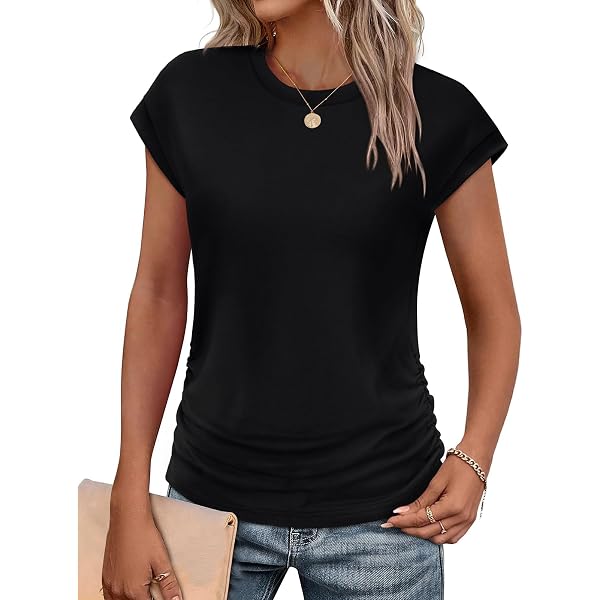 DRESSTELLS Women's Summer Lace Blouse - Short Sleeve V-Neck Button Down Knit Top - View #5