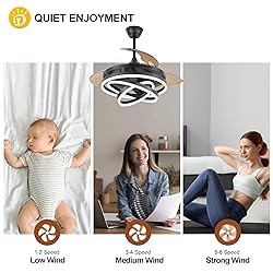 Dawn Whisper Retractable Ceiling Fan with
