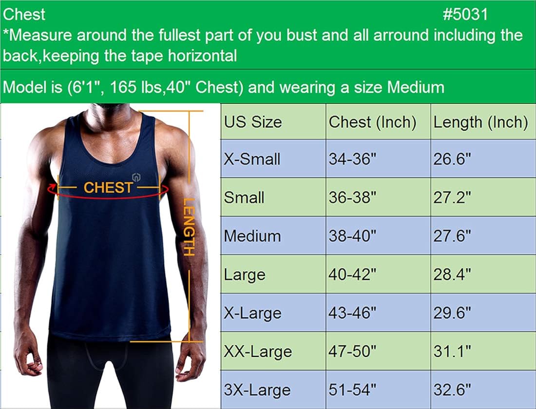 Neleus Men's 3 Pack Dry Fit Y-Back Muscle Tank Top: Clothing