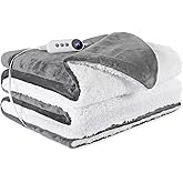 STHYTON Electric Heated Blanket Twin 62''X84'', Soft & Cozy Fast Heating Blanket with 9 Heat Settings & 2-10 Hours Auto Off, ETL Certified & Overheat Protection,Gift for Grandma, Light Gray