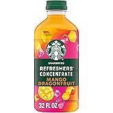 Starbucks Mango Dragonfruit Refreshers Concentrate, 32 fl oz Bottle | refreshing drink; caffeinated concentrate; cold drink; multi-serve bottle
