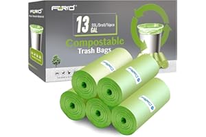Compostable Trash Bags - FORID 13 Gallon Tall Kitchen Garbage Bags 80 Count Unscented Trash Can Liners 55 Liter Medium Wastebasket Bags for Bathroom Home Bedroom Office Garbage Can (5Rolls/Green)