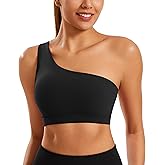 Smooth Sports Bras for Women One Shoulder Low Impact Asymmetrical Workout Tops Padded Yoga Right Shoulder Strap Bra
