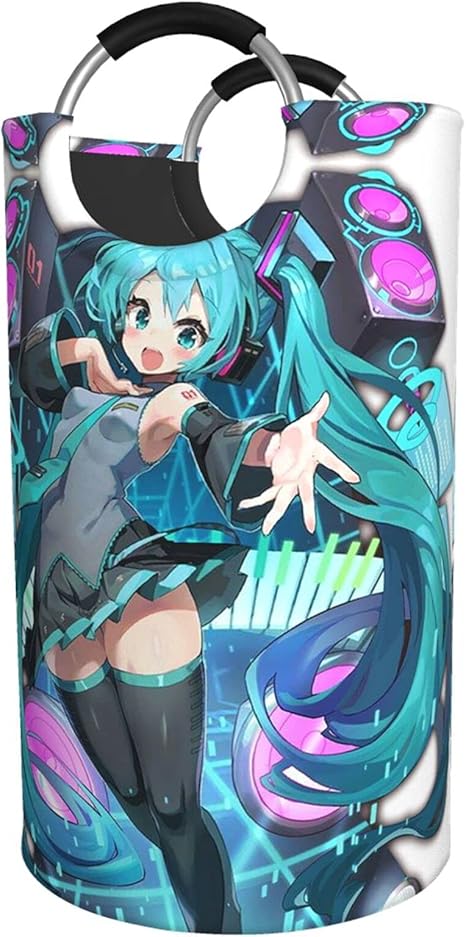 Amazon 初音ミク 1 洗濯汚れた服 バスケット汚いストレージバスケット 汚い服パック収納便利 ランドリーかご 洗濯ボックス 収納ボックス 丸い手提げ袋l かご バスケット オンライン通販