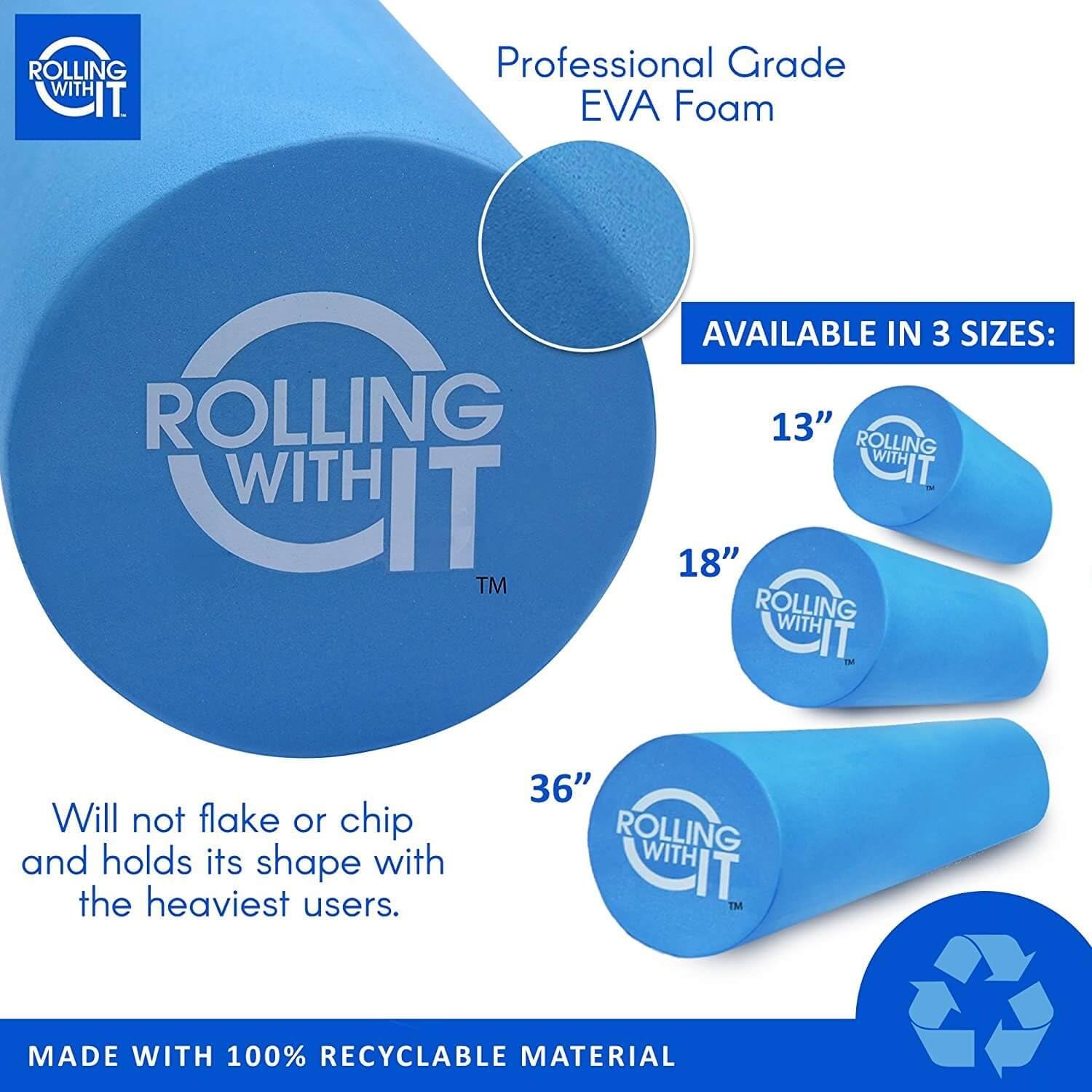 Therapeutic Grade Premium EVA Foam Roller - Tight Muscles Pain Relief, Best Firm High Density Foam Rollers for Exercise, Perfect Method to Melt Soreness, Eco-Friendly Back Roller - Select Size Below : Sports & Outdoors