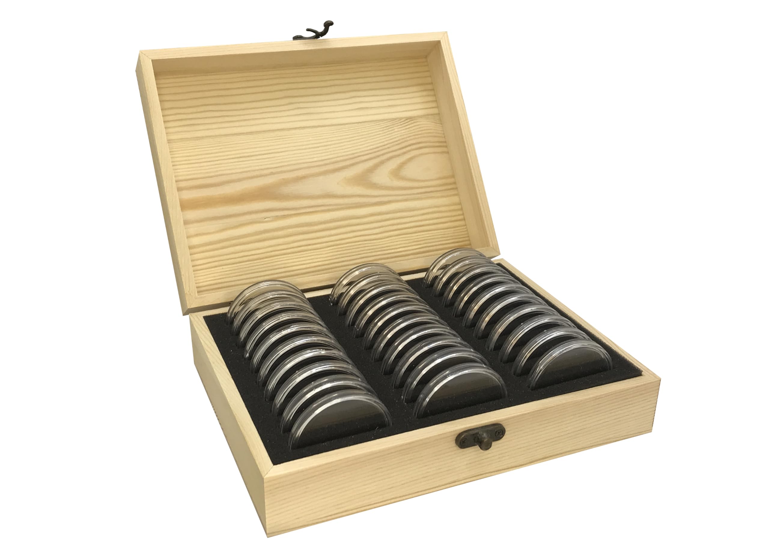 30/50/100PCS Coin Capsule Wooden Display Box With Adjustable Inner Pad Coin Collection Storage Box Transparent Plastic Coin Case Casing Organizer For Coin Collection Supplies and Collecting (30PCS)