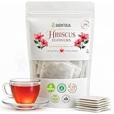 Blentolia Hibiscus Flowers Tea – 100% Natural Herbal Tea Bags – Caffeine-Free, Tart & Refreshing – Supports Heart Health & Hydration – 30 Tea Bags in Resealable Pouch