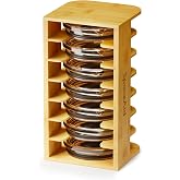 SpaceAid Bamboo Tumbler Lid Organizer for Kitchen Cabinet, Water Bottle Lid Organizer for Cabinet Organization, Cup Mini Lids Organizers Storage Holder for Cupboard Coffee (7-Tier)